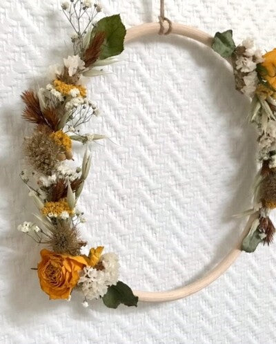 Couronne de fleurs séchées- Création artisanale, Les Immortelles.